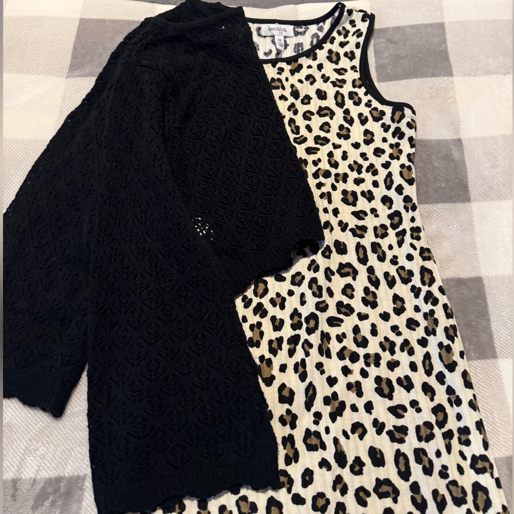Girls Speechless Leopard Cheetah Dress and Sweater Set